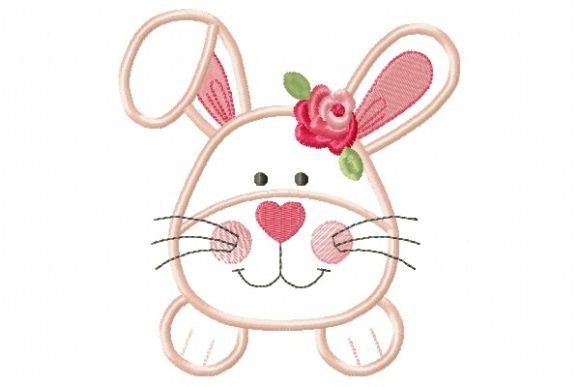 Rabbit with Flowers Applique for Holiday Creations